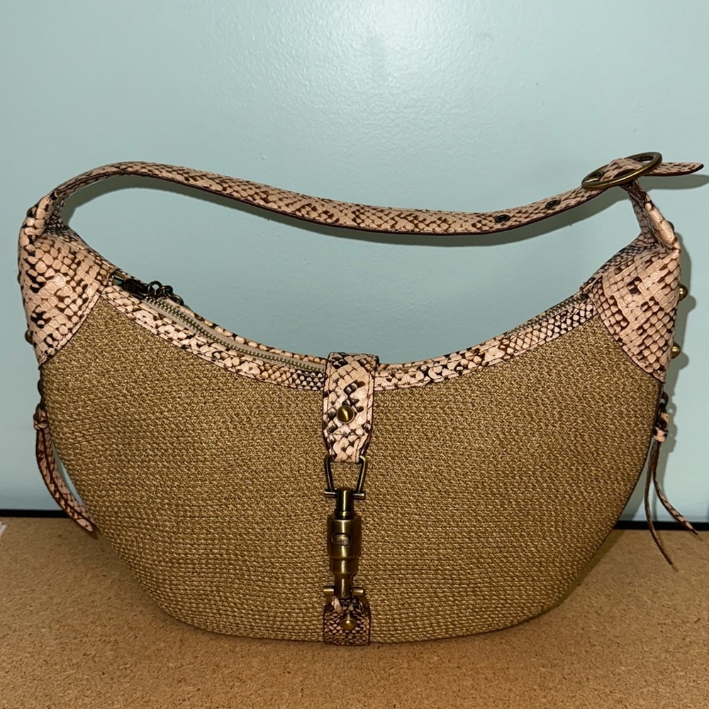 ERIC JAVITAS New York Squishee hobo bag Vintage Snake Skin Straw Bag Purse